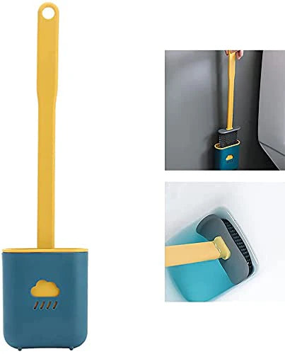 1410l Silicone Toilet Brush Flexible Soft Bristle Brush With Quick Dry Holder Cleaning Brush For Toilet Accessories ( Without Sticker Box )